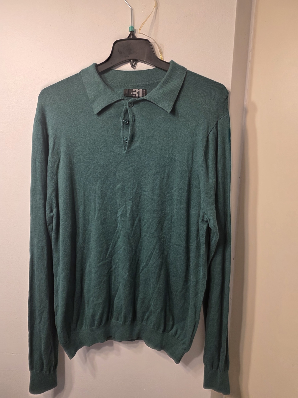 Simons Teal Long-Sleeve Polo Knit Sweater